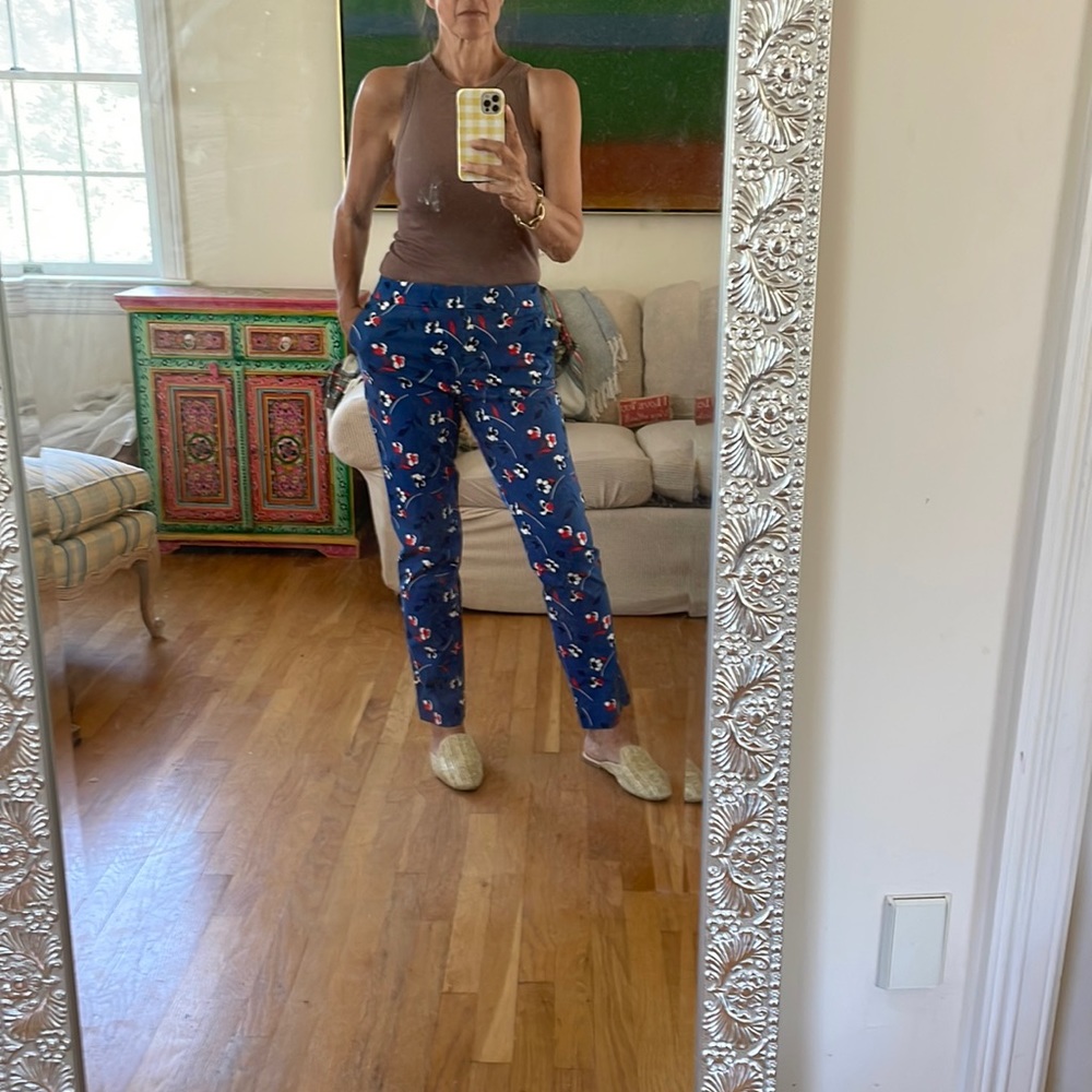 Boden red white and blue print pants size 8 long